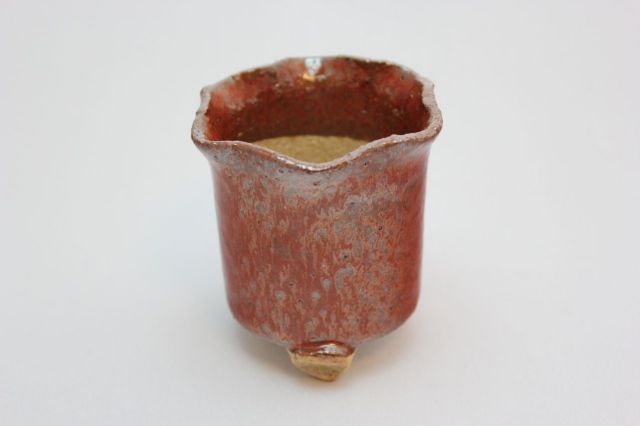 万作茜花形,2号,信楽焼,植木鉢,盆栽鉢