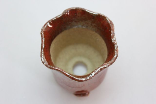 万作茜花形,2号,信楽焼,植木鉢,盆栽鉢