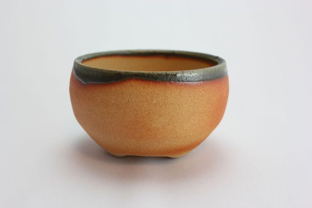 焼締緑釉鉄鉢丸,5号,信楽焼,植木鉢,盆栽鉢