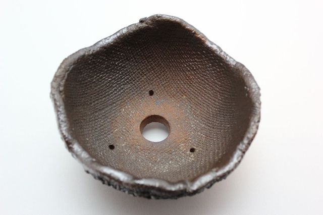 鉄鉢中深茶黒,5号,信楽焼,植木鉢,盆栽鉢