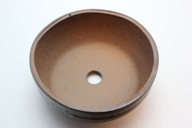 手造足付中深,6号,信楽焼,植木鉢,盆栽鉢