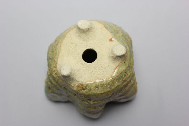 万作薄緑花形,4号,信楽焼,植木鉢,盆栽鉢