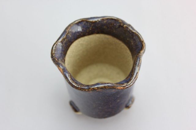万作紫花形,2号,信楽焼,植木鉢,盆栽鉢