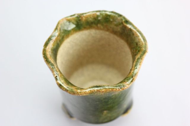 万作緑花形,2号,信楽焼,植木鉢,盆栽鉢