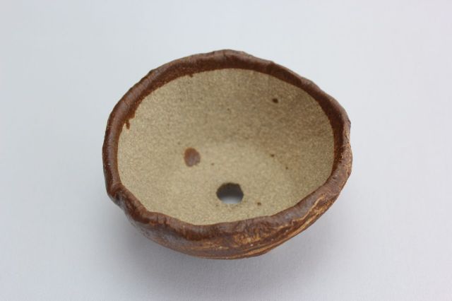 茶中浅ちぎり丸,3号,信楽焼,植木鉢,盆栽鉢