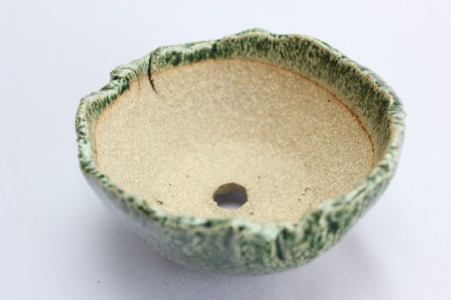 緑中浅ちぎり丸,3号,信楽焼,植木鉢,盆栽鉢