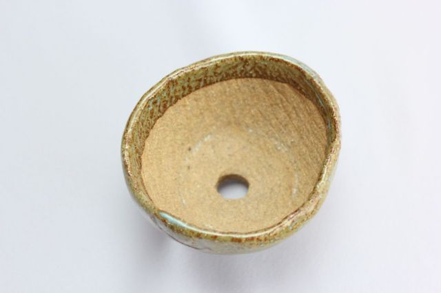 万作緑薄青丸,3号,信楽焼,植木鉢,盆栽鉢