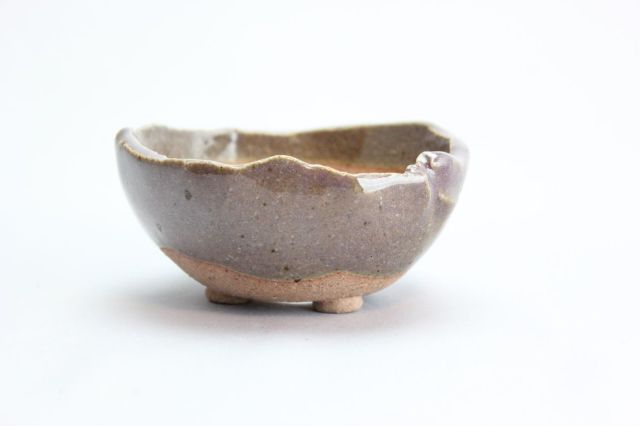 万作紫中浅丸,3号,信楽焼,植木鉢,盆栽鉢