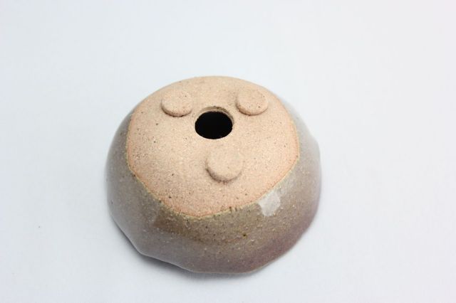 万作紫中浅丸,3号,信楽焼,植木鉢,盆栽鉢