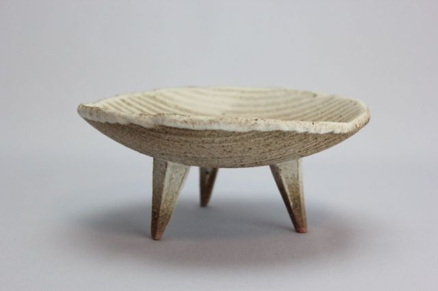 白マット高足付浅鉢,4.5号,信楽焼,植木鉢,盆栽鉢