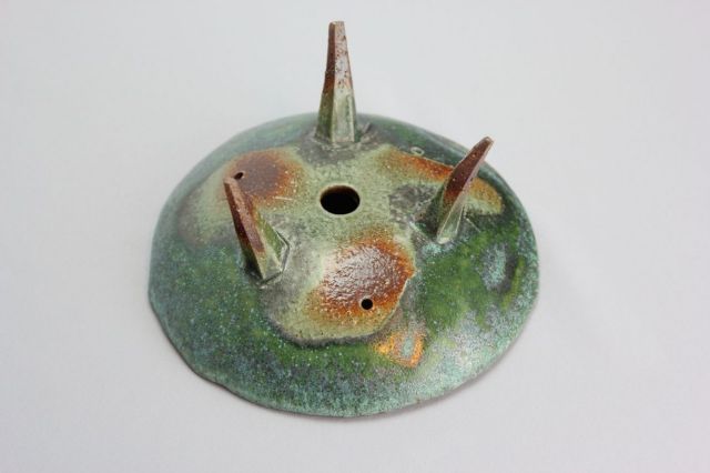 青竹釉高足付浅鉢,4.5号,信楽焼,植木鉢,盆栽鉢