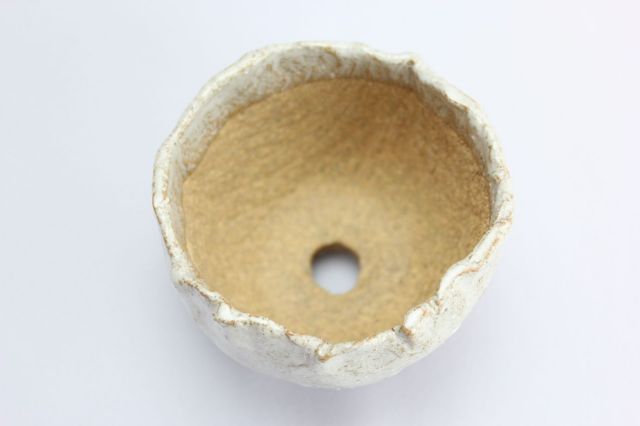 万作白つぼみ型,3号,信楽焼,植木鉢,盆栽鉢