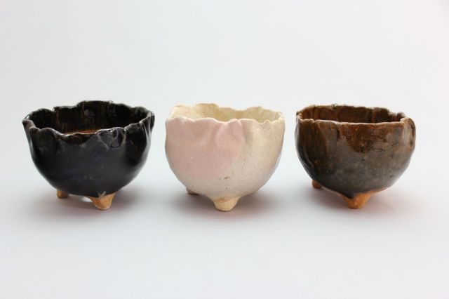 万作桃つぼみ型,3号,信楽焼,植木鉢,盆栽鉢