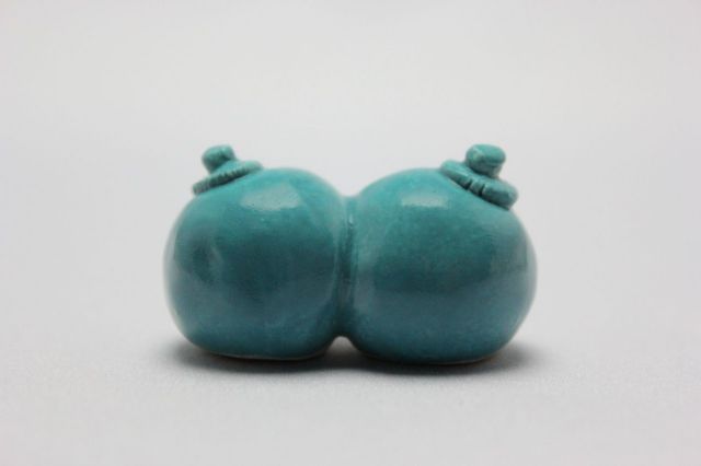 Rey作,おっぱい,盆栽道具置き(ブルー),添景,マン盆栽