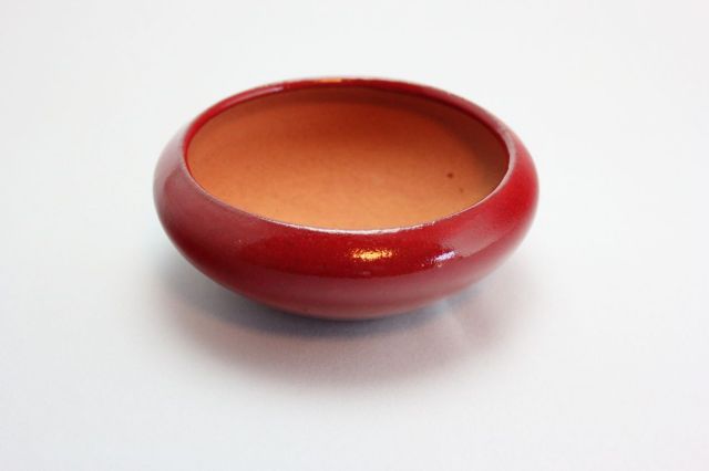 燿山赤丸鉄鉢,4号,常滑焼,植木鉢,盆栽鉢