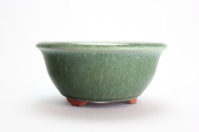 燿山オリベ丸深陣笠足付,4号,常滑焼,植木鉢,盆栽鉢