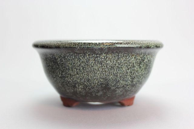 燿山生子丸深陣笠足付,4号,常滑焼,植木鉢,盆栽鉢