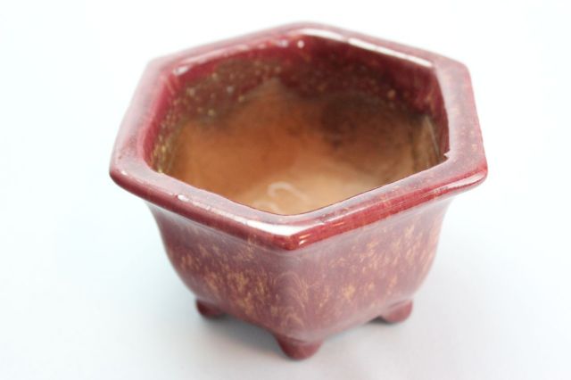 秀峰,六角エン付深,4号,常滑焼,植木鉢