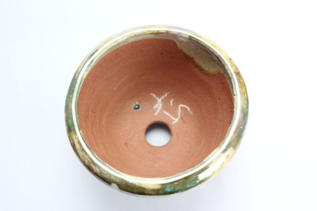 秀峰,丸鉄鉢三彩,4号,常滑焼,植木鉢