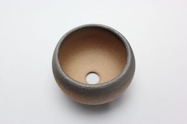 丸球鉢,黒吹,萬古焼,植木鉢,盆栽鉢