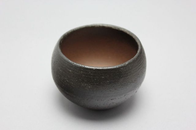 丸球鉢,墨釉,萬古焼,植木鉢,盆栽鉢