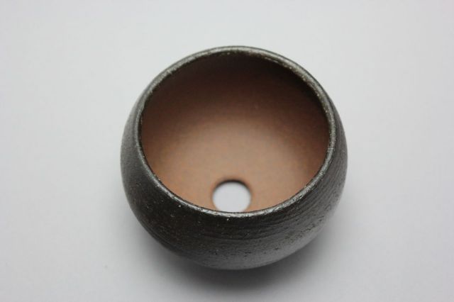 丸球鉢,墨釉,萬古焼,植木鉢,盆栽鉢