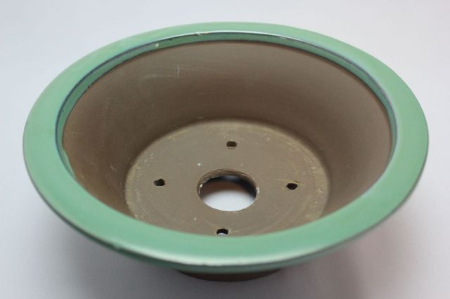 陣笠中深,織部,6号,萬古焼,植木鉢