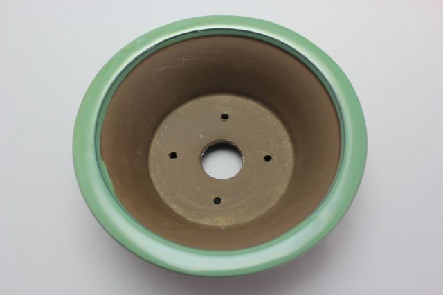 陣笠中深,織部,6号,萬古焼,植木鉢