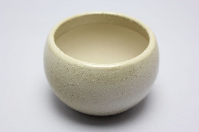 丸球鉢,白砂,萬古焼,植木鉢,盆栽鉢