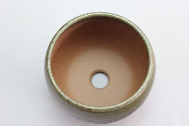 丸球鉢,緑縁,3号,萬古焼,植木鉢