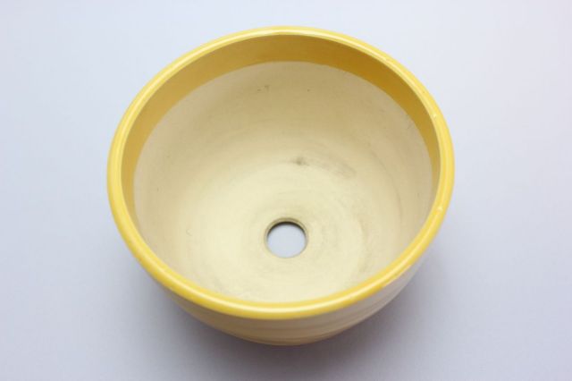 丸中深,黄釉,5号,萬古焼,植木鉢