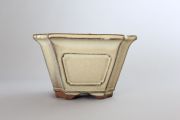 正方外縁隅切額入,クリーム,4号,中国鉢,植木鉢