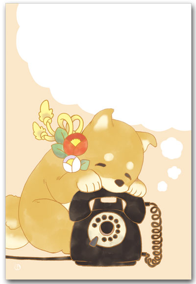 黒電話と柴犬