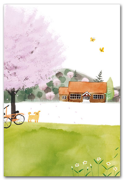 小学校と桜の木