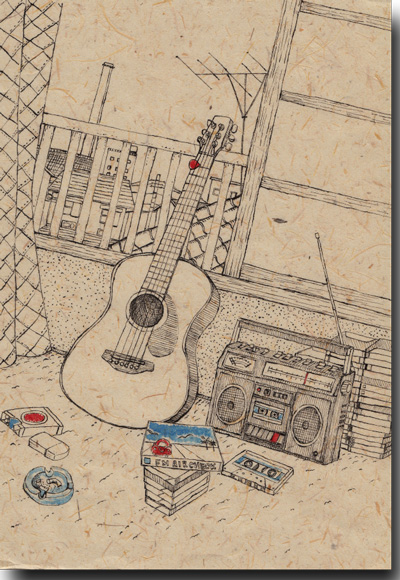 ギターとラジカセ