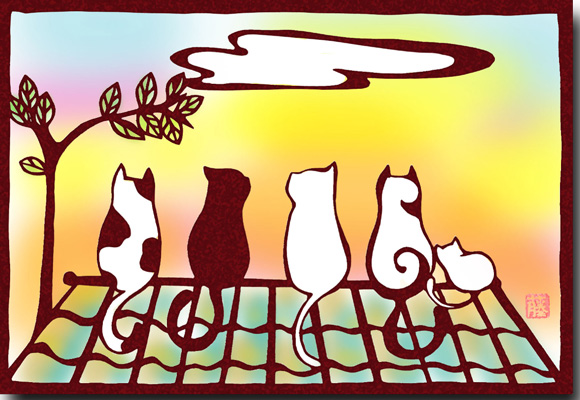 屋根の上の猫