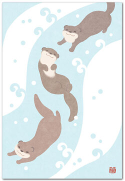 かわうそ水遊び