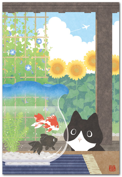 ポストカード】やさしいイラストの絵葉書・高村かい和風イラスト