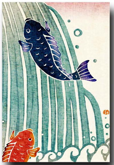 ポストカード】版画風・染絵風・切り絵の絵葉書・しろたえ和風イラスト