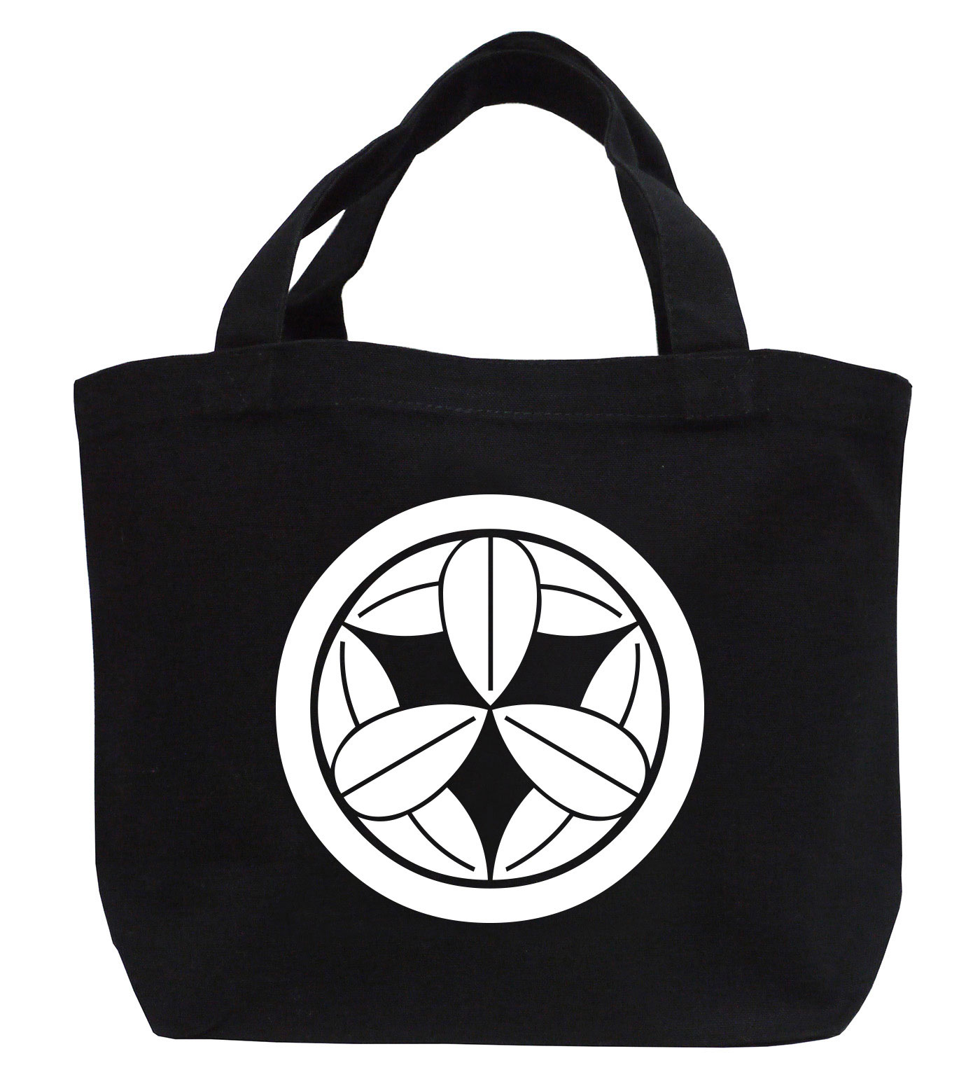 戦国武将家紋ミニトートバッグ【竹中氏家紋「丸に九枚笹」竹中重治（竹中半兵衛）】【送料無料】