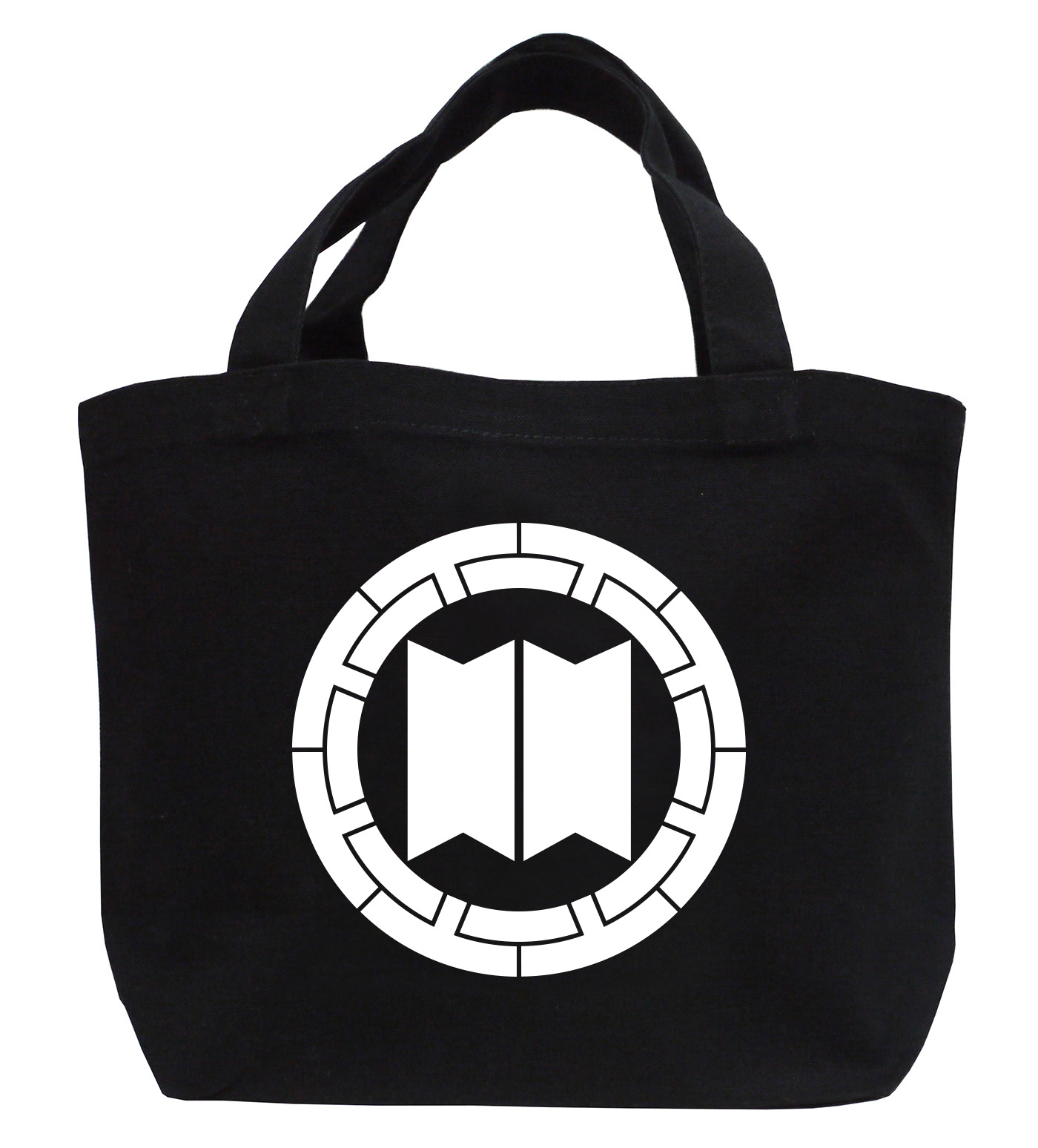 戦国武将家紋ミニトートバッグ【服部氏家紋「八桁車に並び切り竹」服部正成（服部半蔵）】【送料無料】