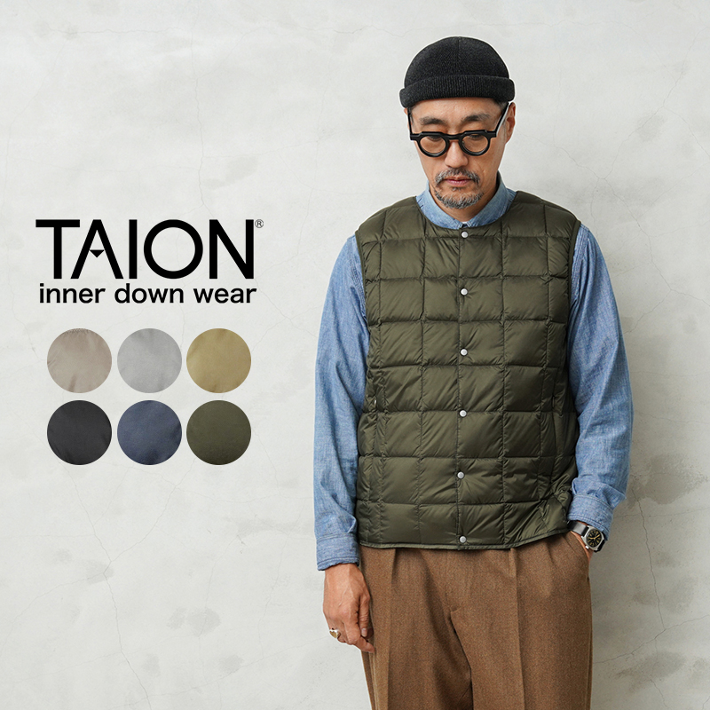 ★カートで割引対象品★TAION タイオン TAION-004 クルーネックボタン インナーダウンベスト【E8】【Sx】【R】