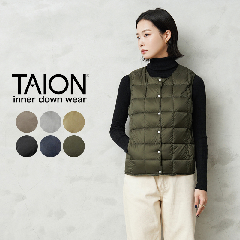 ★カートで割引対象品★TAION タイオン TAION-W004 クルーネックボタン インナーダウンベスト WOMAN【E9】【Sx】【R】