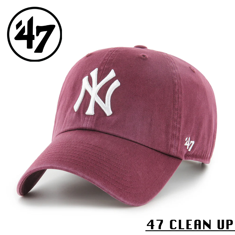 ★カートで割引対象品★【メーカー取次】’47 Brand フォーティーセブン・ブランド 14751180 47 CLEAN UP ニューヨーク・ヤンキース キャップ ダークマルーン【Sx】【R】