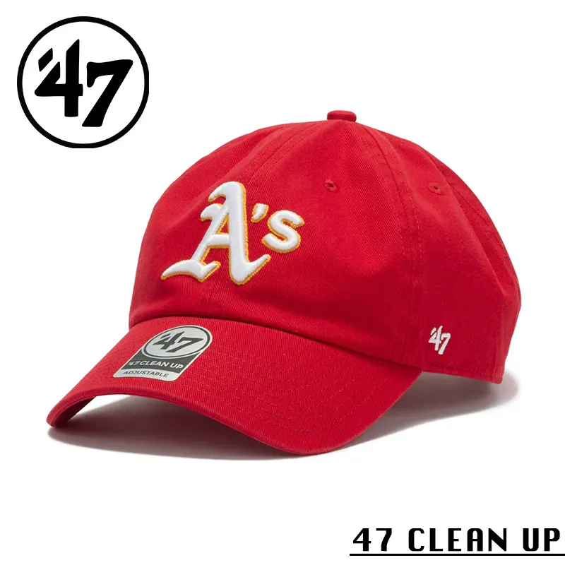 【メーカー取次】’47 Brand フォーティーセブン・ブランド 14943984 47 CLEAN UP オークランド・アスレチックス ノーループラベル レッド【Sx】【R】