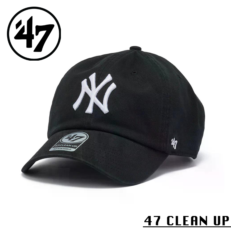 ★カートで割引対象品★【メーカー取次】’47 Brand フォーティーセブン・ブランド 14944008 47 CLEAN UP ニューヨーク・ヤンキース ノーループラベル ブラック【Sx】【R】