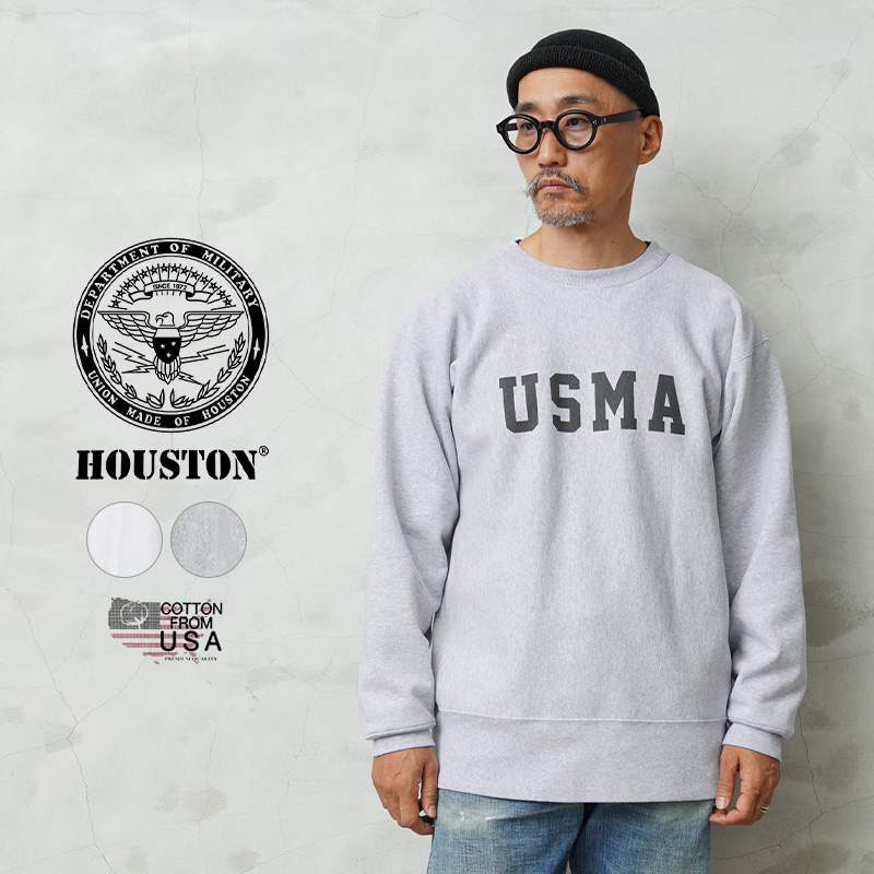 ☆大幅割引中☆HOUSTON ヒューストン 22322 U.S.コットン USMA プリント スウェットシャツ【T】