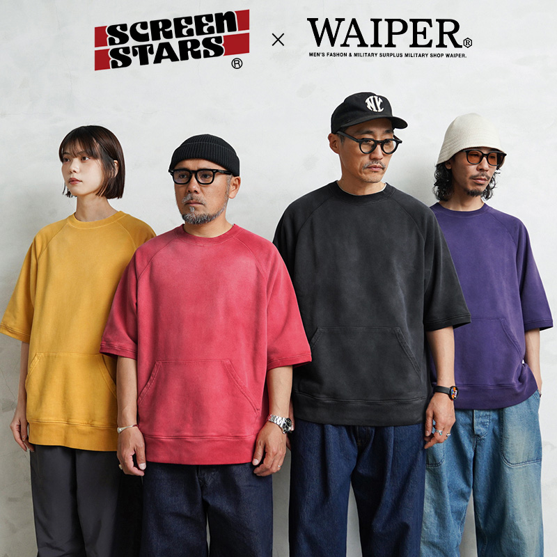 SCREEN STARS×WAIPER 2622-459WP ラグランスリーブ S/S スウェットシャツ VINTAGE FADE【キャンペーン対象外】【T】ミリタリー