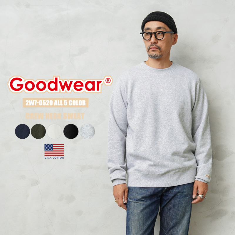 ★カートで割引対象品★【即日出荷対応】Goodwear グッドウェア 2W7-0520 USAコットン クルーネック スウェット【T】