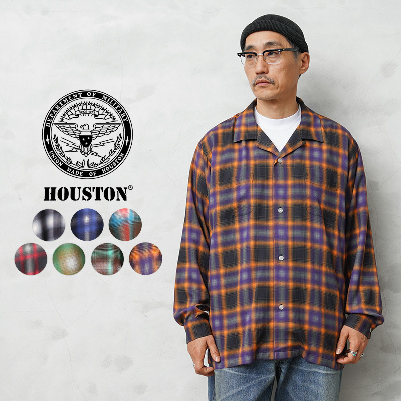 ★カートで割引対象品★HOUSTON ヒューストン 41284 OMBRE CHECK L/S SHIRT オンブレー チェック シャツ【R】